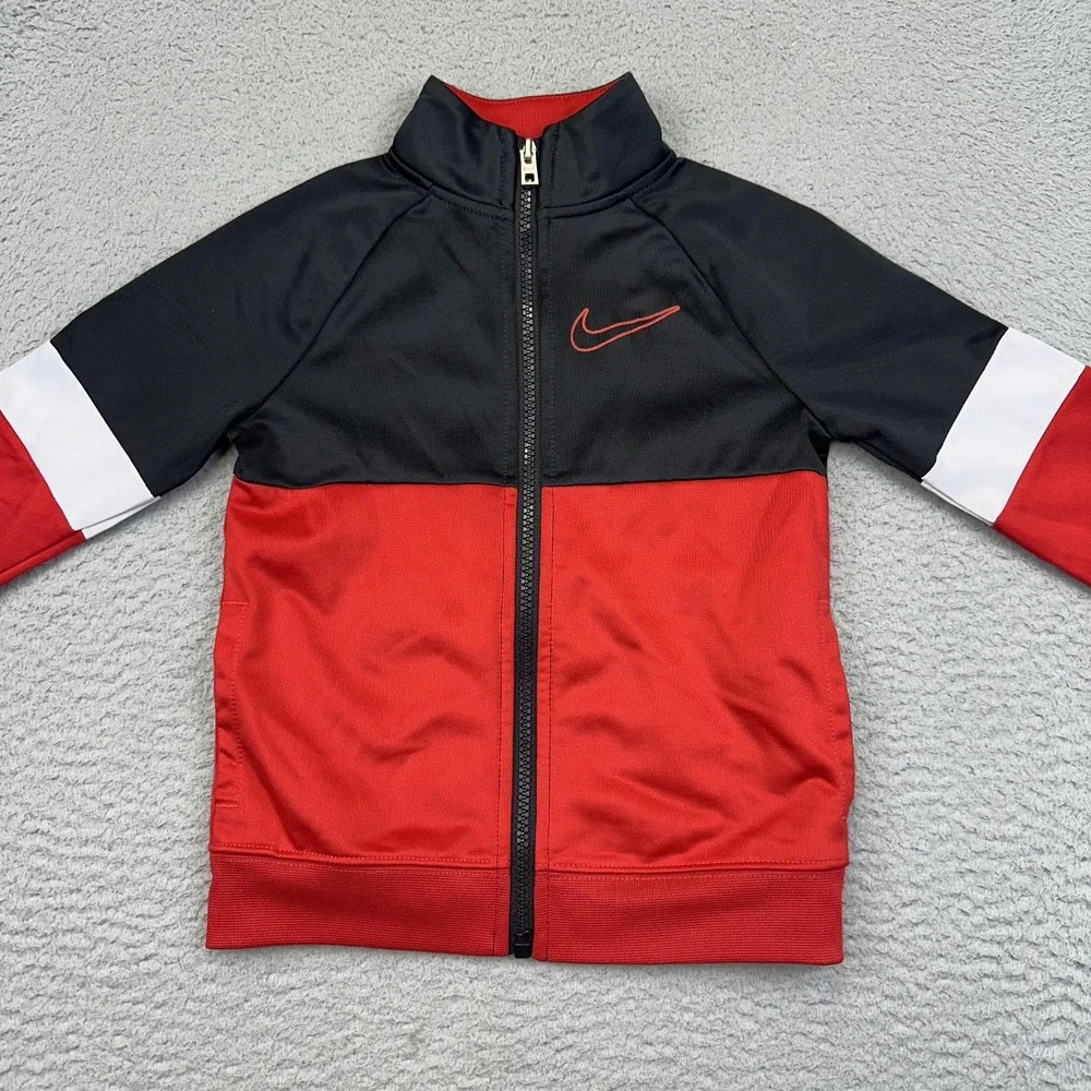 Nike Jacket Youth 4T‎ Red Black Full Zip Track Athletic 3-4Yrs 98-104CM School
